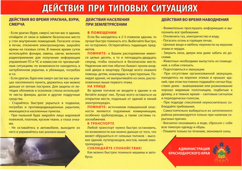 листовка действия при чс